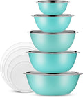 10-Piece Stainless Steel Mixing Bowl Set with Lids for Food Prep & Storage | WHYSKO Mixing Bowls with Lids Set - .75, 1, 1.5, 3 & 5 Quart Kitchen Bowls, Rustproof Metal Nesting Bowls, Dishwasher Safe