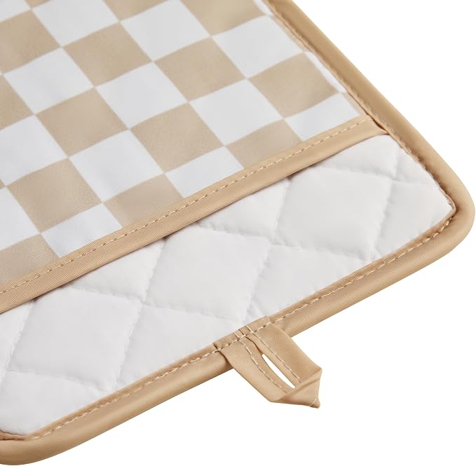 Ohocut Beige Checkered Pot Holder, Checkerboard Potholders for Kitchen, Silicone Pot Holders with Pocket for Kitchen Clearance 2 Pack Set, Hot Pads and Oven Mitts for Cooking Baking