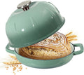 Davivy 5QT Enameled Cast Iron Dutch Oven Pot, Round Sourdough Dutch Oven, Bread Cloche for Sourdough Bread Pan with Domed Lid - Light Green