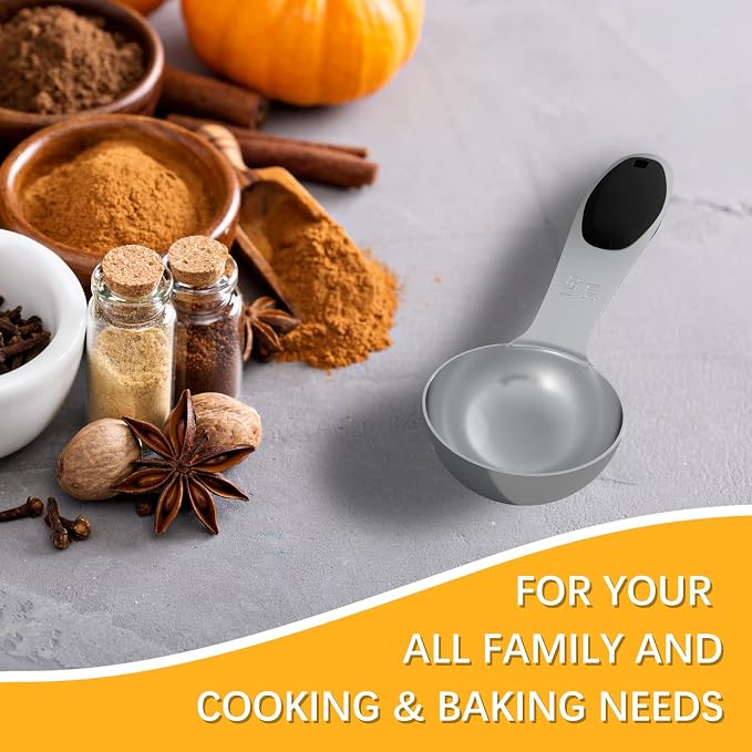 2PCS 1Tsp(5ml, 1/6oz) Measuring Spoon, Stainless Steel Measure Scoop | Accurate, BPA-Free, Dishwasher Safe, Silicone Grip, Engraved Marking, Kitchen Essential