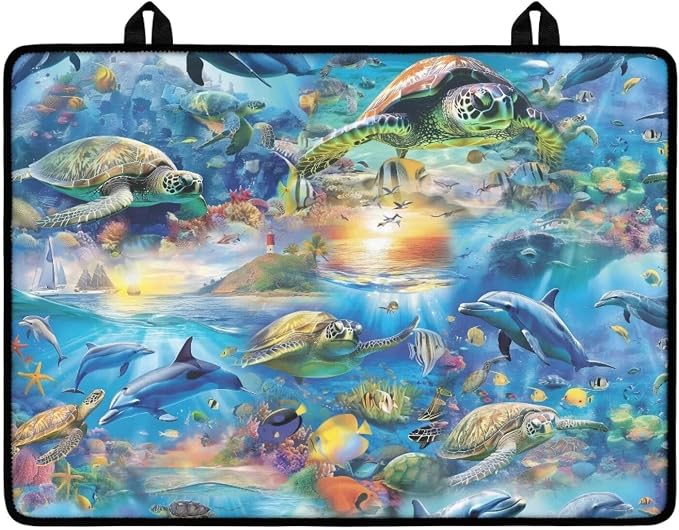 Dolphin Sea Turtle Glass Stove Cover Stovetop Protector Cover Foldable Electric Stove Top Protector Prevent Scratching Washer Dryer Counterto Cover for Home Decor