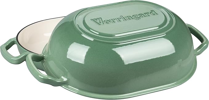 VORRINGARD Enameled Cast Iron Sourdough Bread Oven, Dutch Oven, Loaf Cast Iron Bread Pan for Homemade Bread Baking, Meatloaf Pan with Lid, 7QT, Sage Green