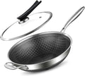 DELARLO 12-Inch Tri-Ply Stainless Steel Nonstick Wok with Lid, Induction | Tri-ply wok heats evenly, works with induction, and is dishwasher and oven safe up to 650°F for versatile cooking.