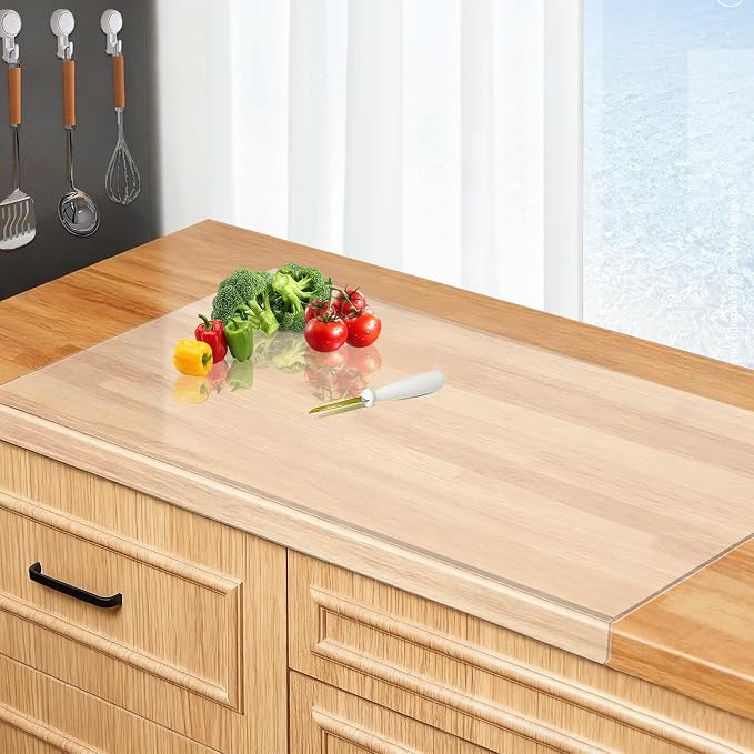 Large Acrylic Cutting Board with Counter Lip, 30 x 20 Inch | Clear Cutting Board for Kitchen Countertop, Non Slip-Protector Cover Shatter Resistant for Home Restaurant Kitchen Sink Stove