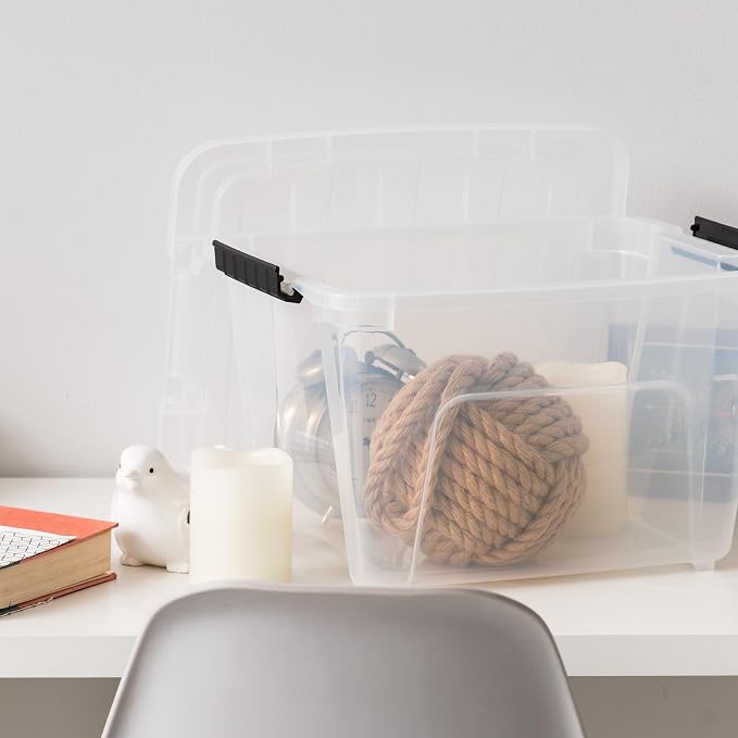 IRIS USA 6-Pack 19 Quart Storage Bins with Lids, Clear | Transparent design makes contents easy to find. Great for linens, décor, closet storage, and supplies. Nestable design saves