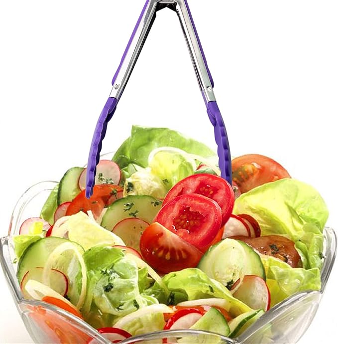 7 Pack Kitchen Tongs Set 7-Inch Color Mini Small Food Tongs with Stainless Steel Silicon Handles and Nylon Tips Heat Resistant Tongs for Cooking, Serving, BBQ, Grilling, Salad and More