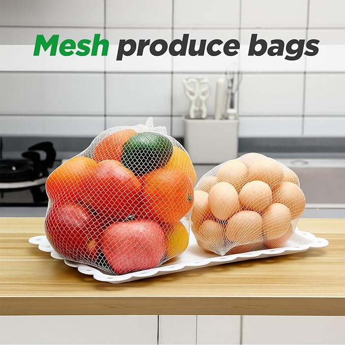 Windyun 1000 Pcs 20 Inch Mesh Bags for Vegetables Mesh Produce Bag Reusable Nylon Netting Bulk, Fits Storage Egg Vegetable Seafood Fruits Bags Grocery (White)