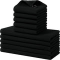Homaxy 10 Pack 100% Cotton Kitchen Towels and Dishcloths Set, Black | 12 x 12 Inches and 13 x 28 Inches Kitchen Towels Set, Ultra Soft Absorbent Dish Cloths for Washing Dishes