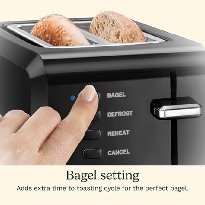 Cuisinart Compact Toaster, 7 Shade Settings, 2-Slice Capacity, Black | 2 slice toaster for bagels & bread with defrost/reheat/cancel functions, removable crumb tray & compact design, CPT-122BK