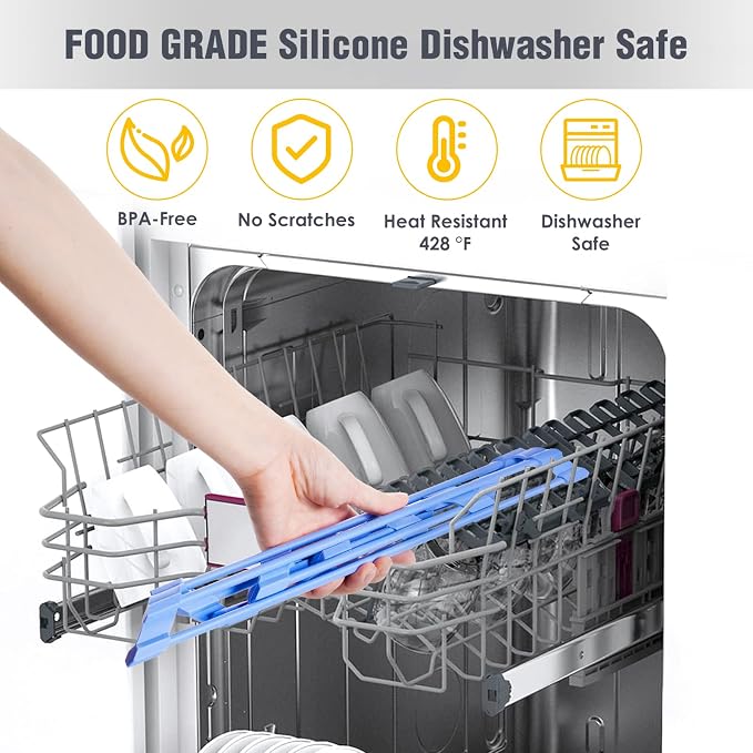 Tomorotec Triangle Roll Up Dish Drying Rack with Silicone Coating, Blue | 304 Stainless Steel with BPA-Free Silicone, Triangle Design Maximizes Sink Corner Space, Fits Compact Kitchens And RVs