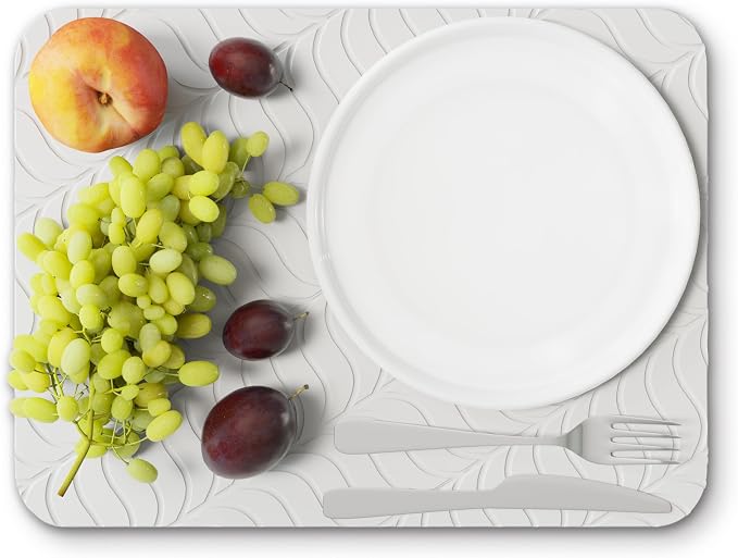 Deepstone Diatomite Stone Dish Drying Mat – Fast-Drying Natural Diatomaceous Earth Kitchen Countertop Drying Board – Super Absorbent & Non-Slip, 16 x 12 in (White)