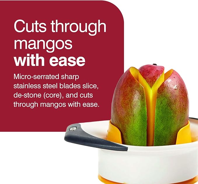 Zyliss Slice & Peel Mango Tool - Mango Slicer, Peeler and Pit Remover Tool - Mango Cutter with Stainless Steel Microblades - Dishwasher-Safe Kitchen Tool & Gadget
