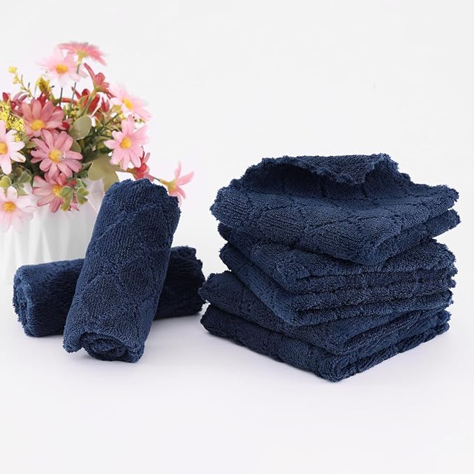 Homaxy 18 Pack Super Soft Absorbent Dish Cloths, 10" x 10", Navy Blue | Coral Velvet, Nonstick Oil Fast Drying Microfiber Cleaning Cloth, No Lint Household Dishcloths