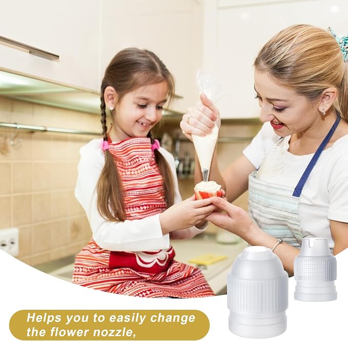 6 Pieces Couplers for Piping Bags Two Different Sizes Plastic Couplers of Large Size Cake Decorating Coupler White Pastry Bag Coupler for Piping Bags, Icing Nozzles