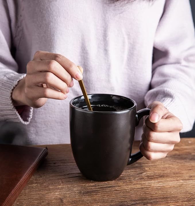 AmorArc 16 oz Coffee Mugs Set of 6, Large Ceramic Matte Black Coffee Cups | Classic Coffee Mugs Set for Men,Women,Tea/Latte/Cappuccino/Cocoa. Dishwasher&Microwave Safe