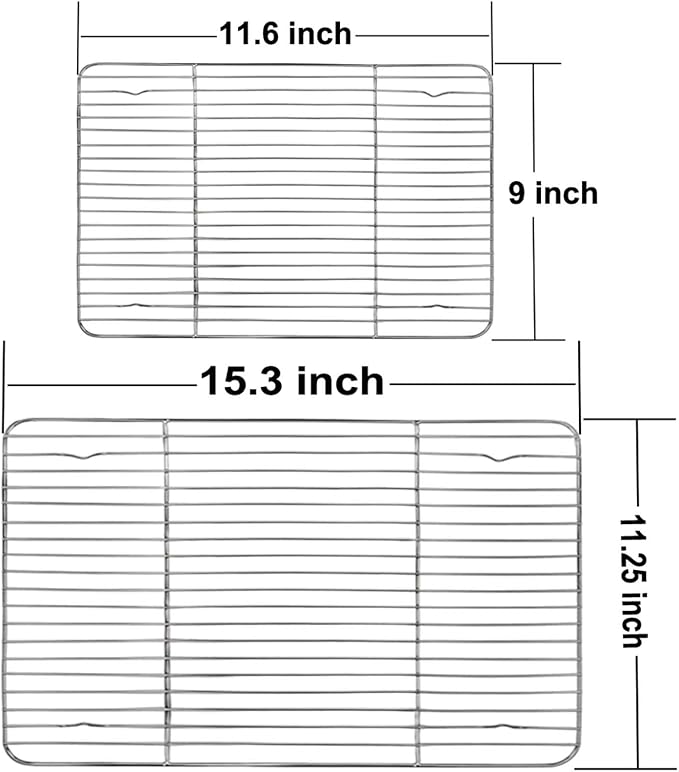 TeamFar Cooling Rack, 15"/11" Stainless Steel Wire Baking Rack, 2PCS | for Cooking Roasting Grilling, Fit for Oven Pan, Oven & Dishwasher Safe, Non-toxic & Heavy-Duty