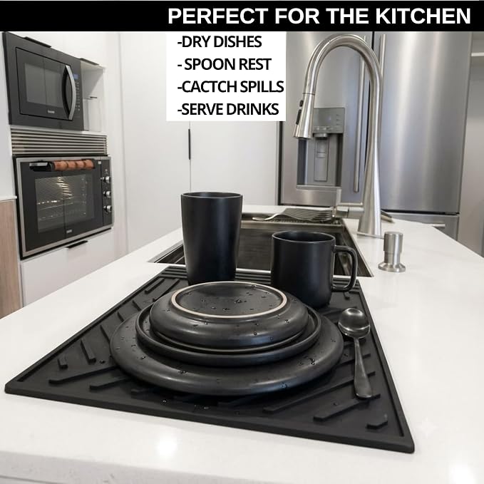 Large Silicone hot Pads for kitchen16x12In Trivet with Thick and Modern Design, Heat Resistant, Mat for Hot Dishes - Black