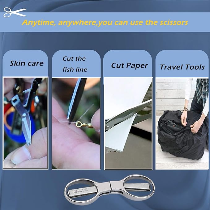 2Pcs Folding Scissors,Portable Stainless Steel Telescopic Cutter, Safety Foldable Pocket Badge Small Scissors for Home, Office, Craft, Sewing, Nurse Accessories, Travel