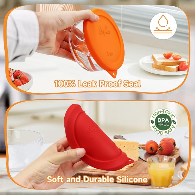 SOPHICO 2 Cup Silicone Lids Replacement for Pyrex & Anchor Hocking 7200-PC | Food Grade Silicone, Leakproof、Airtight Lids, Dishwasher Microwave Safe