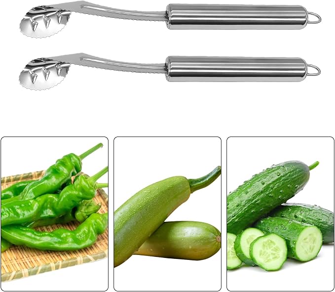 2 Pcs Jalapeno Corer Tool Pepper Corer with Serrated Slice Stainless Steel Pepper Seed Remover Kitchen Fruit and Vegetable Deseeder Efficient Seeding Tool for Jalapeños Chilis Cucumber