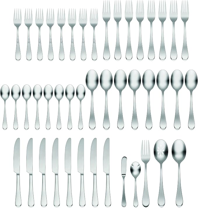 Oneida Icarus Satin 45-Piece 18/0 Silverware Set for 8, Flatware