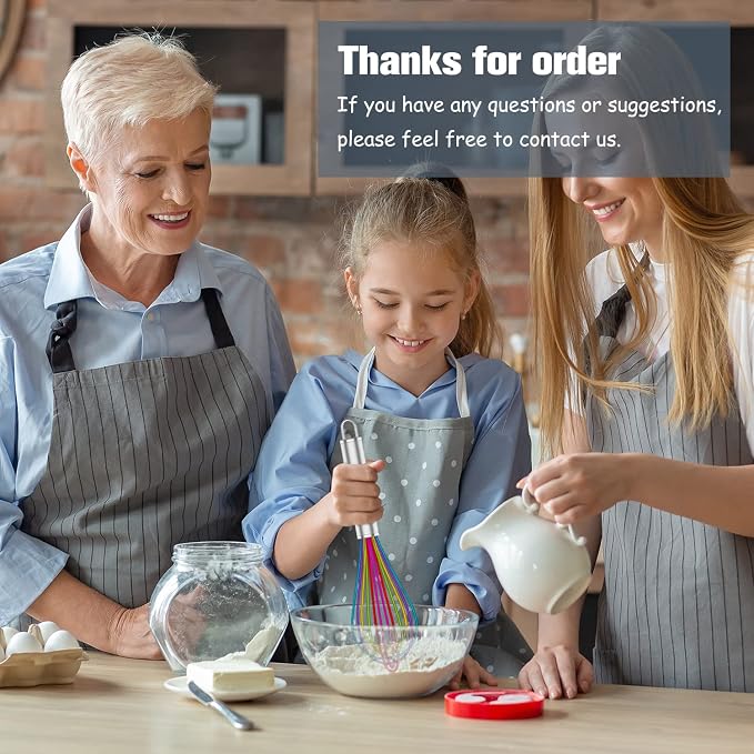 OYV Rainbow Silicone Whisk Set of 3, 8/10/12 Inch, Non-Scratch, Colorful | BPA-Free Silicone, Heat Resistant Up to 480°F, Stainless Steel Core, Dishwasher Safe, Nonstick-Safe