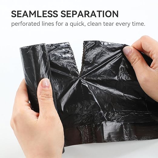 MUEE 5 Rolls Small Trash Bags with Drawstring,75 Count | Touchless Open for Makeup & Skincare, Keeps Beauty Waste Hidden