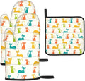 Mid Century Modern Cats Oven Mitts and Pot Holders Set Heat Resistant Cute Oven Gloves for BBQ Baking Grilling Cooks Kitchen Decor 3 Piece