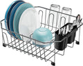 Small in Sink Dish Drying Rack - Stainless Steel for RV Kitchen | Compact Design, Rust-Resistant, Angled Corners Fit Square & Round Sinks, Removable Utensil Holder, Cup Hooks, 13.1"W x 14.4"L