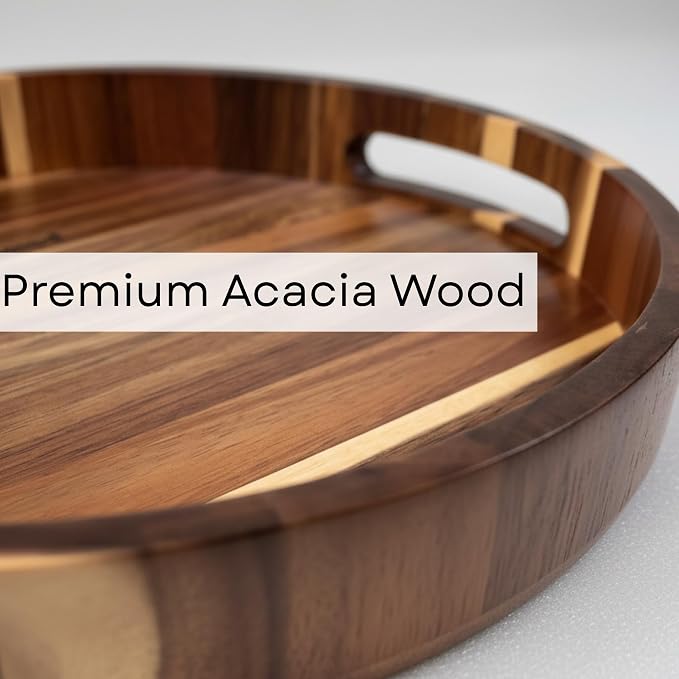 Wooden Lazy Susan for Table Top 12 Inch, Acacia Turntable Spice Organizer