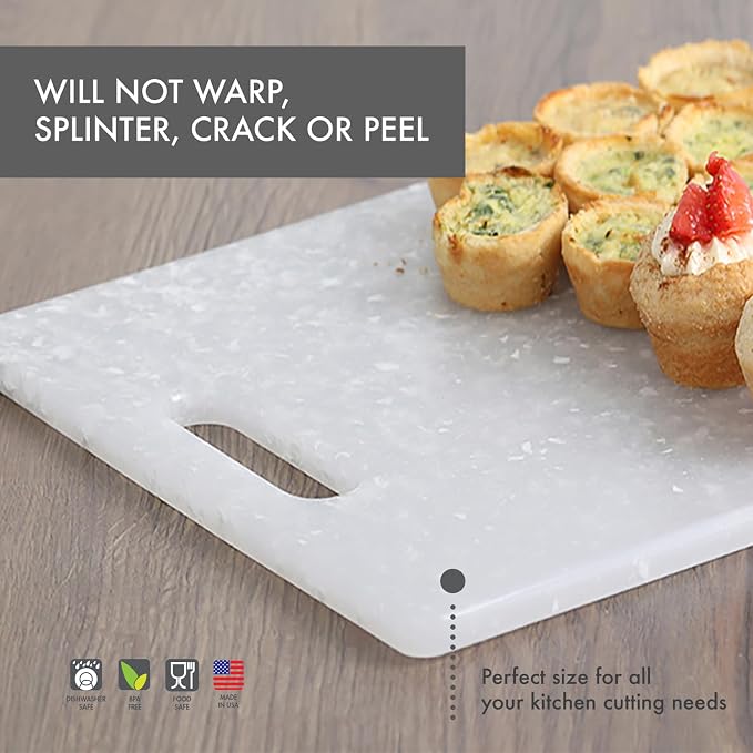Dexas Original Jelli Cutting Board with Handle, 11 by 14.5 inches, White Granite Pattern