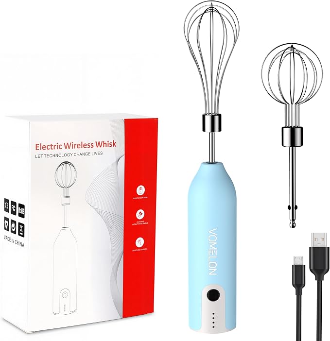 Egg Beater Whisk, Wireless Electric Multi-speed Control Rechargeable Batteries Balloon Whisk for Eggs, Milkshake Cream, Butter, Baby Food Fruits, Sauces and Soup for Kitchen,Camping,Party Gifts