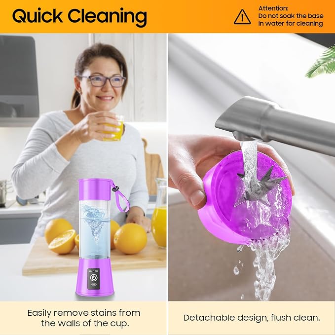 Portable Personal Size Mini Blender - 2026 New Upgrade Smoothies Blender | Small Blender with 380Ml Traveling BAP Free Cup for Sports/Home, 6 Blades Easily Squeeze Fresh Juice, 20000Rpm/Min Speed
