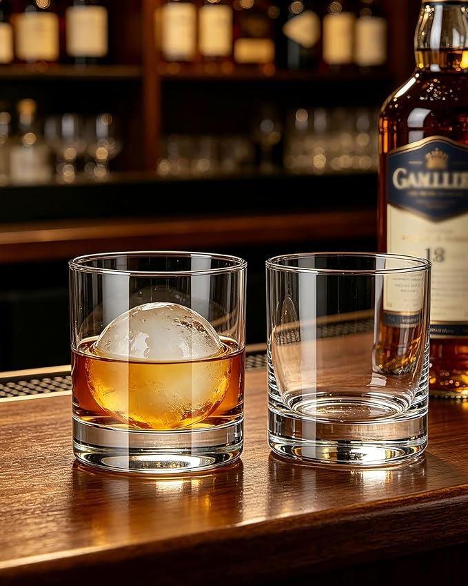 LUXU Whiskey Glasses,11 OZ Short Glass Tumbler,Lowball Glasses Set of 6 | Heavy Base Old Fashioned Rocks Glass for Scotch or Bourbon,Dishwasher Safe Glassware