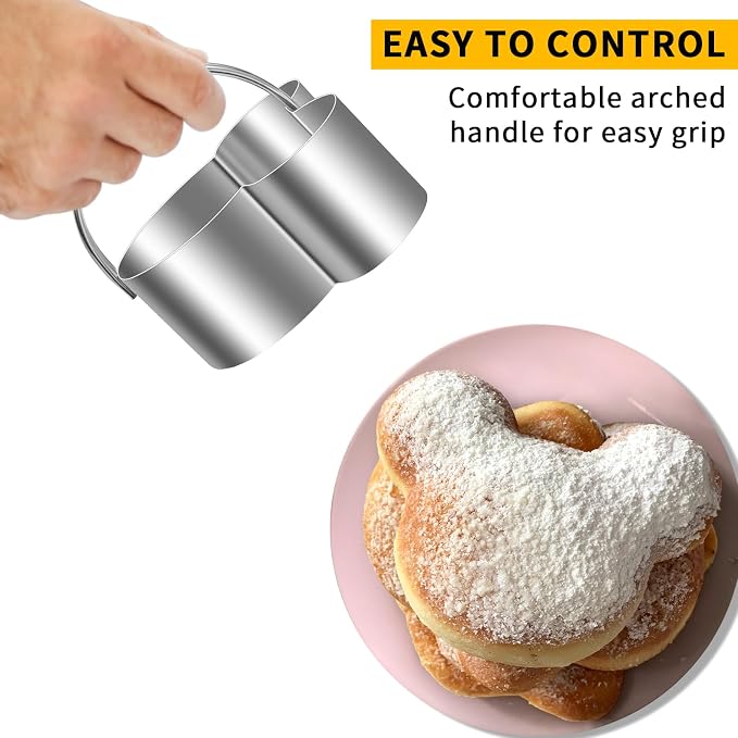 Biscuit Cutters with Handle, Stainless Steel Cookies Cutter, Professional Baking Tools for Sandwich, Scone, Donut (Mouse Shaped…)