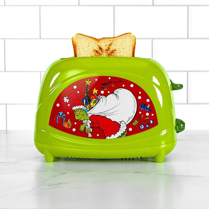 Uncanny Brands Dr. Seuss How the Grinch Stole Christmas Toaster, 2-Slice Holiday Breakfast Gift, Grinch Face Toast Design