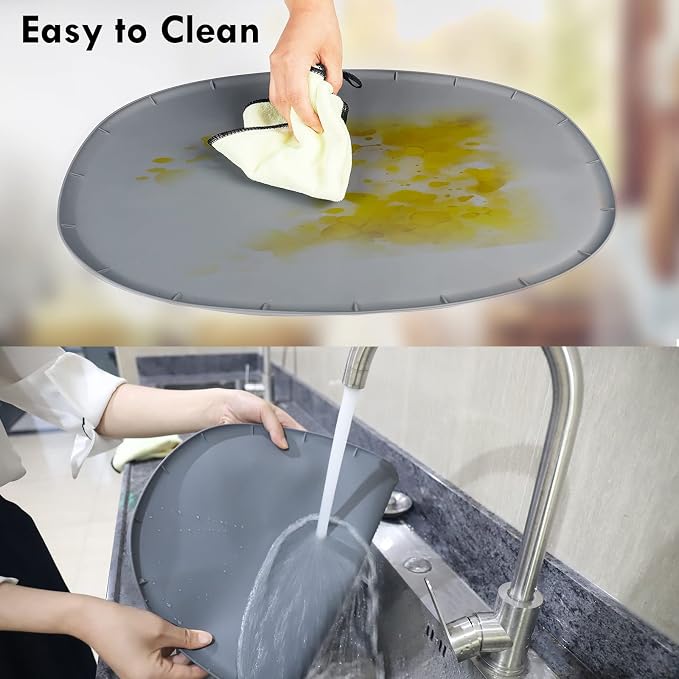 Heat Resistant Mat for 6-8 Quart Slow Cooker, Silicone Trivet | Kitchen Heat Resistant Silicone Trivet, Oval Thickened Silicone Non Slip Heat Resistant Mat