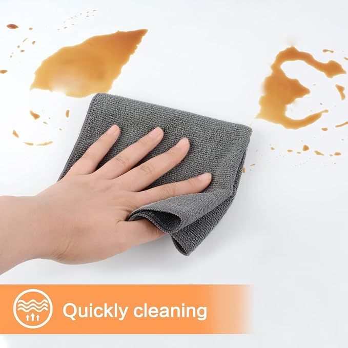 Dish Cloths for Washing Dishes with Scrub Side, Microfiber Dish Rags | Dual-sided microfiber dish cloths with scrubber for stuck-on food, quick dry kitchen washcloths 20 Pack, 8" x 8 Inch Gray