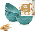 Cereal Bowls Sets of 6, Unbreakable & Stackable Wheat Straw Bowls 26oz, Reusable Plastic Bowls for Salad, Fruit, Ramen, Microwave Safe bowls for Camping, Restaurant, RV, Party - Green