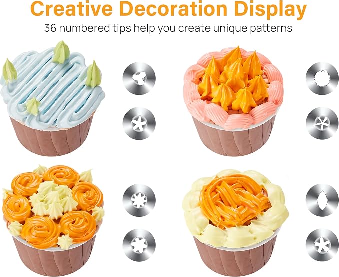 Kootek 42 Piping Bags and Tips Set Frosting Piping Kit for Beginners & Pros | Storage Case, Baking Supplies Kit, 36 Numbered Icing Tips, 2 Reusable Piping Bags, for Cake Cupcake Cookie Decorating