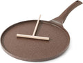 SENSARTE 12 Inch Nonstick Crepe Pan Granite Coating Pancake Pan Brown | Swiss Granite Coating Dosa Pan Pancake Flat Skillet Tawa Griddle with Stay-Cool Handle, Induction Compatible