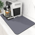 Coffee Mat Super Absorbent Dish Drying Mat Coffee Bar Mat 12"x 19", Grey | Match with Coffee Machine Accessories Large Drying Mats for Kitchen Counter