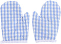 2Pcs Kids Oven Mitts for Children Play Kitchen, Anti- Scald Gloves Microwave Oven Gloves Kitchen Mitts for Kids Toddler Safe Baking Cooking (Light Blue Checkered)