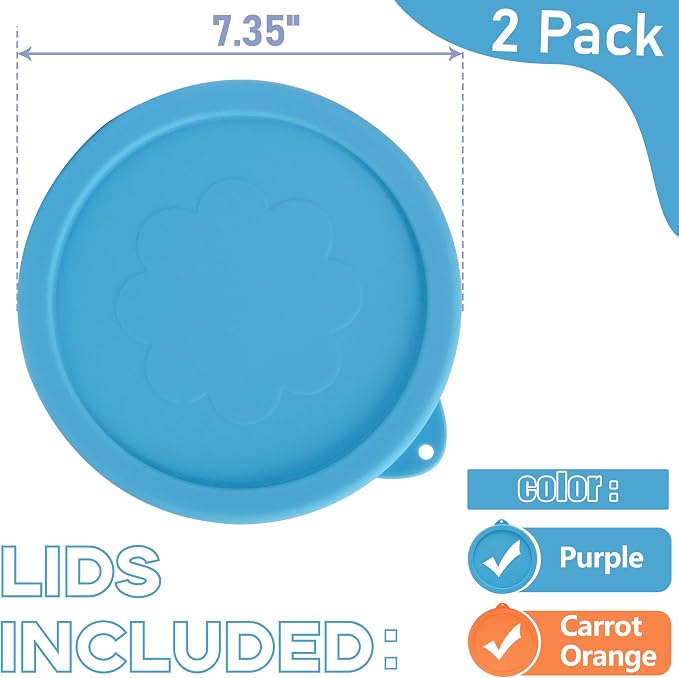 LUVCOSY 7 Cup Silicone Replacement Lids Storage Cover for Pyrex 7402-PC Glass Bowls (Container not Included) 2 Pack Microwave, Dishwasher and Freezer Safe