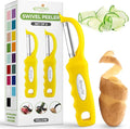 Spring Chef Swivel Potato Peeler with Soft Grip Handle, Set of 2, Yellow | Premium Vegetable Peeler w/ Sharp Stainless Steel Blades, Multifunctional Food Peeler for Apple, Carrot, Cucumber, Fruit