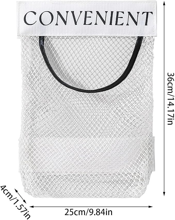 2 Pack Trash Bag Holder Dispenser Sticky Wall Mount Mesh Convenient Storage Organizer for Home Kitchen Grocery Plastic Shopping Garbage Bags Reusable Produce Tote Bag