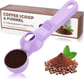 2-in-1 Coffee Scoop with Funnel, 2 Tbsp Measuring Spoon for Reusable K Cups, Ground Coffee, Protein Powder & Tea, Mess-Free Plastic Design（Light Purple-1pack）