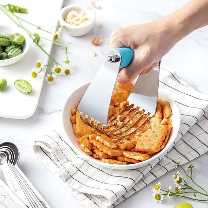 Spring Chef Large Pastry Cutter For Baking, Pro Pastry Blender, Aqua Sky | Heavy Duty Dough Mixer Hand Tool w/ Stainless Steel Blades, Professional Pastry Cutter Tool for Easy Mixing, Dishwasher Safe