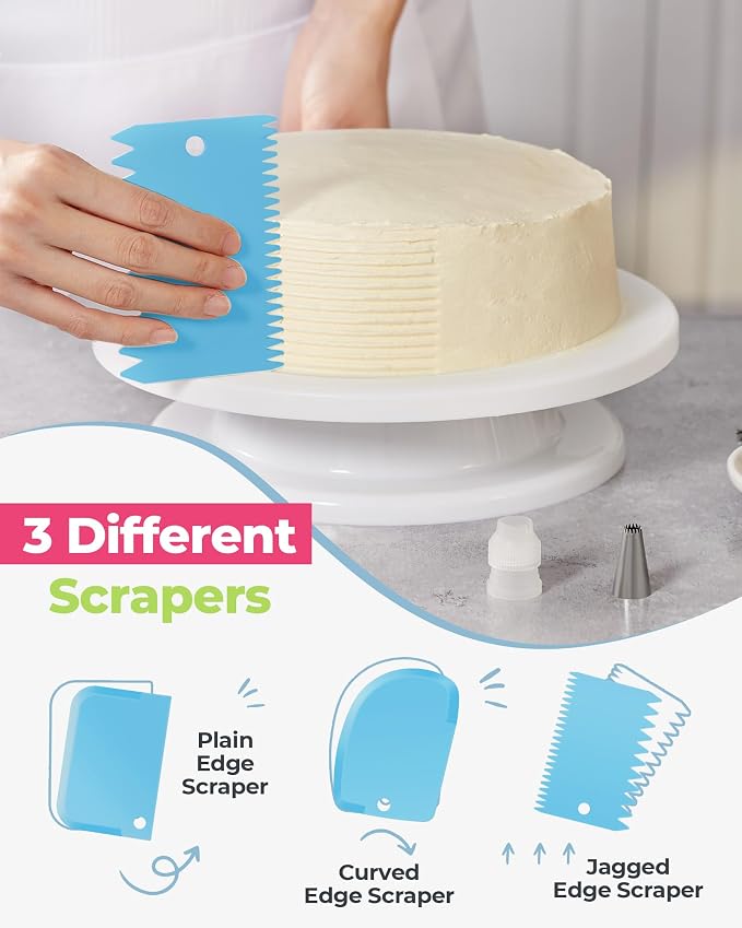 Kootek 32 Piping Bags and Tips Set Frosting Piping Kit for Beginners & Pros | Storage Case, Baking Supplies Tools, 24 Icing Tips, 2 Reusable Piping Bags, 3 Scrapers, for Cupcake Cookie Cake Decorating