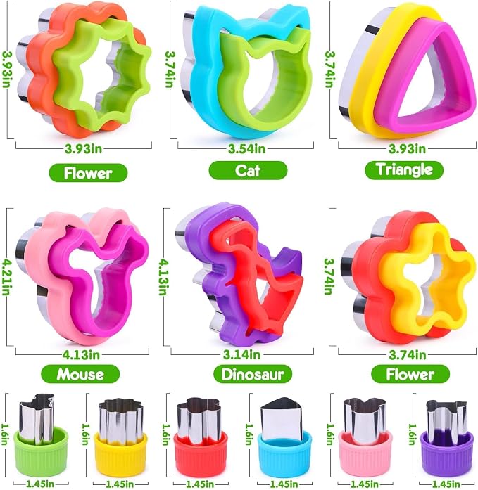 12Pcs Sandwich Cutters for Kids Lunch, Crustless Sandwich Maker | Sandwich Cutter and Sealer DIY Dinosaur Circle Cookie Cutter Bread Decruster Lunch Box Accessories for Kids Toddler